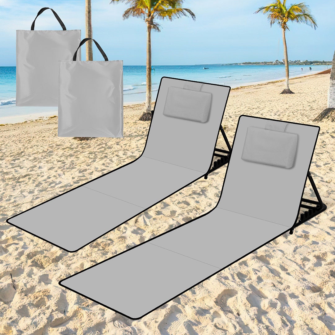 Zestaw 2 mat plażowych z odchylanym oparciem 145 x 47 cm Ciemnoszary