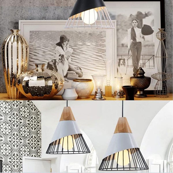 2 x Nowoczesny żyrandol z metalową klatką - Regulowana lampa wisząca 1,5 m - Do kuchni, salonu - Ø25 cm, Żarówka E27 nie w zestawie - 4