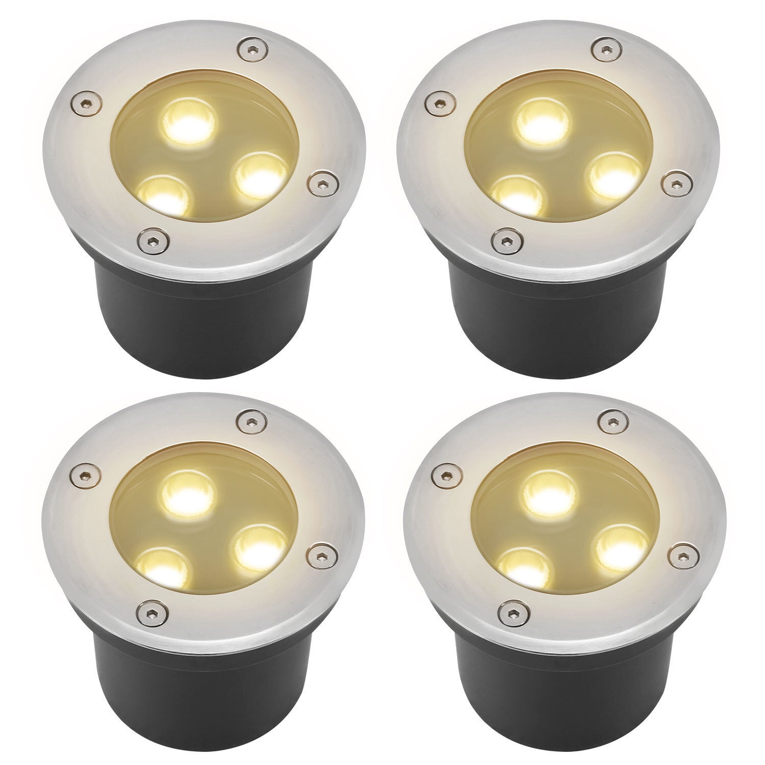 4x 3W Światła podziemne IP65 Latarnia ogrodowa LED z białym światłem do ogrodu, oświetlenie zewnętrzne