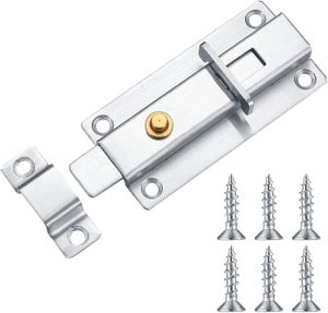 MISIQIMA Chiavistello da 195 mm, in acciaio inox 304, chiavistello per porta con foro per lucchetto, blocco ispessito, serratura per cancello, serratura per bagno, giardino, cancello, recinzione