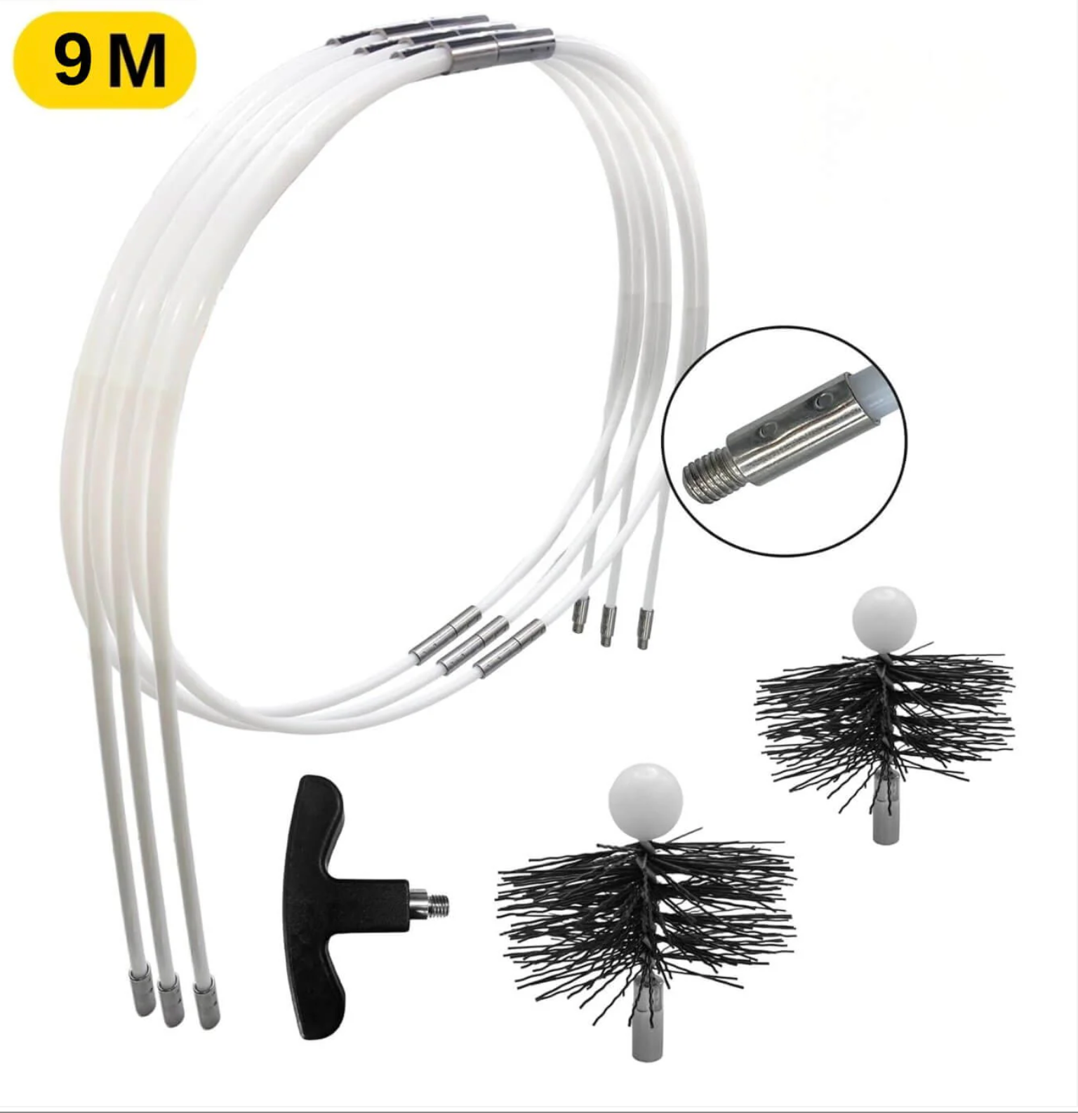 Kit De Ramonage VEVOR Pour Poêle à Pellets - 9 M De Longueur, Brosse Rotative Nylon, 9 Tiges