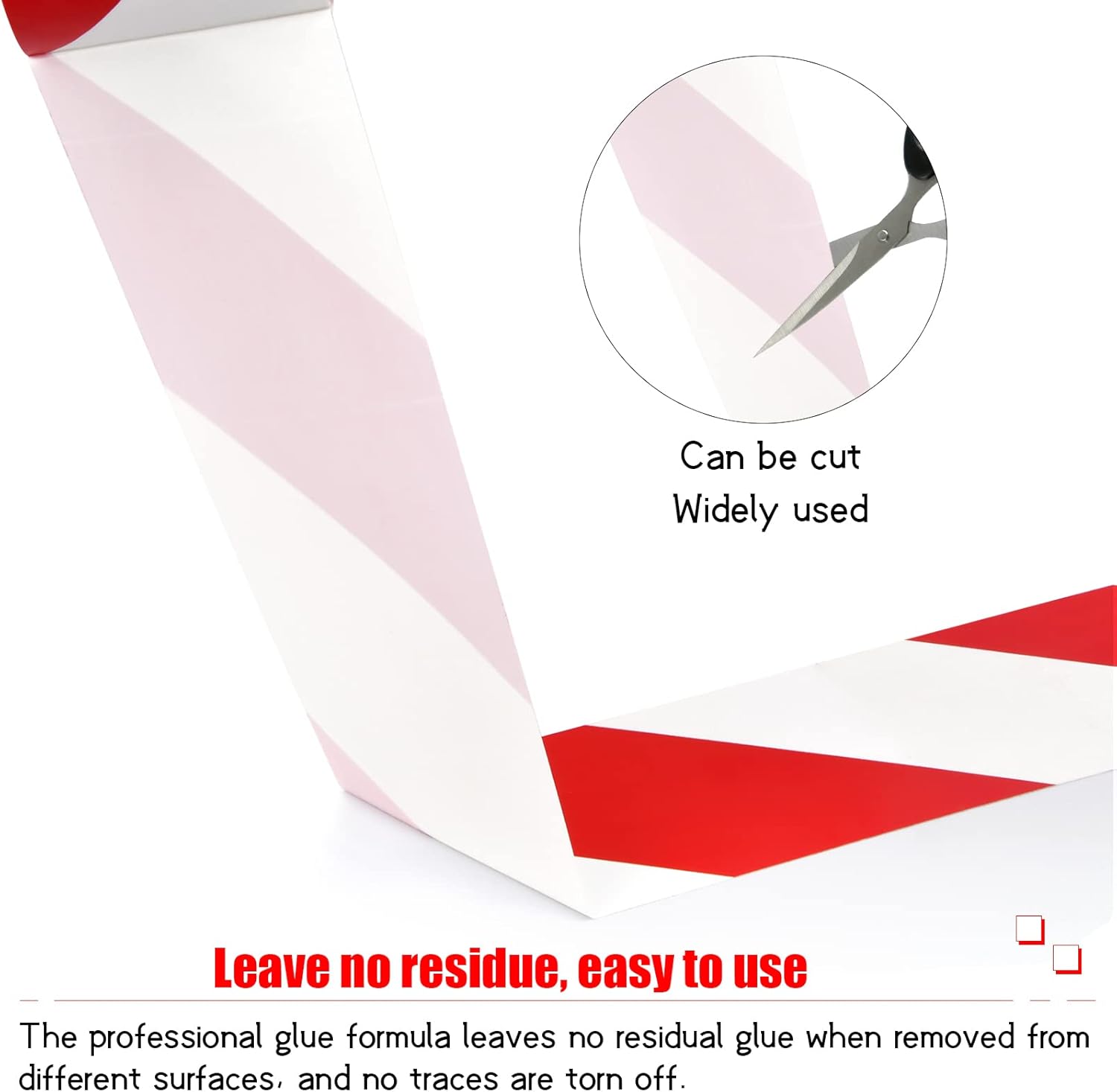 Ruban adhésif de signalisation - 6 cm x 16 m par rouleau - pour marquage au sol/sécurité - rayures rouges et blanches - 3