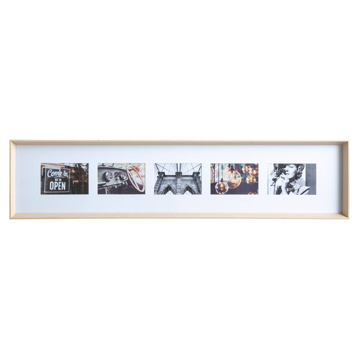 Atmosphera Bilderrahmen Collage Für 3 Fotos – Mangoholz & Glas, 40x21 Cm, Beige