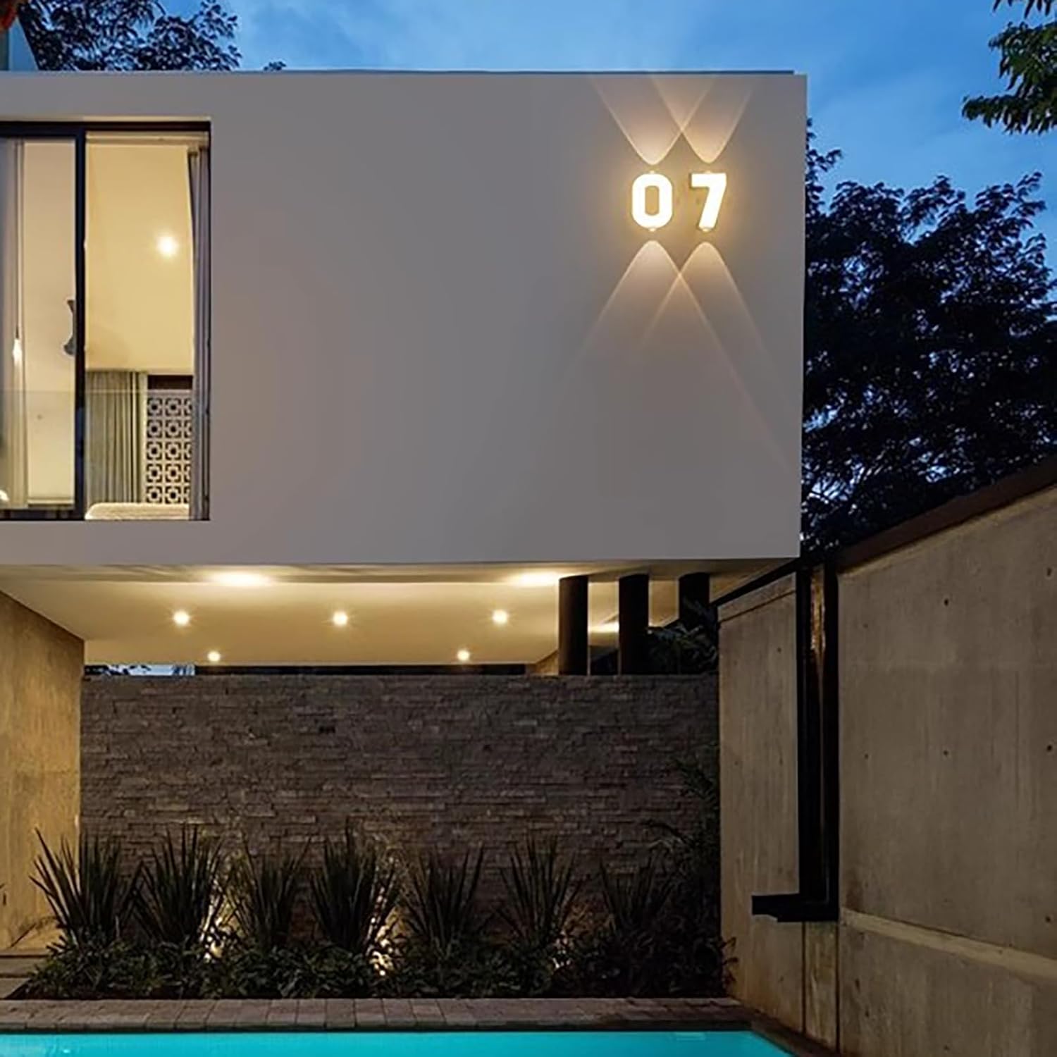 Applique da esterno LED con numero civico 0-9, adatta per porte e balconi, luce calda 7W, 7 - 4