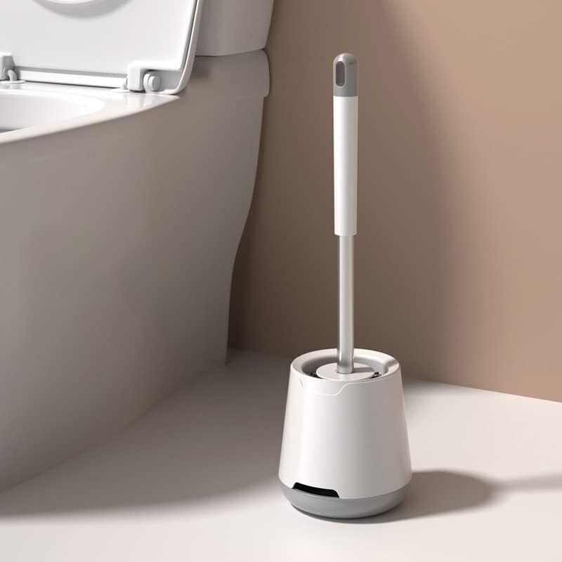 Perie de toaletă din silicon cu mâner lung și suport pentru scurgător cu montare rapidă sau instrument pentru baie (montare pe podea)
