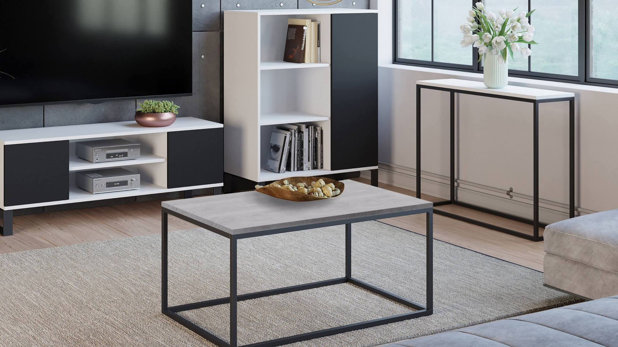 Table basse, Table de salon de style industriel, Table de salon