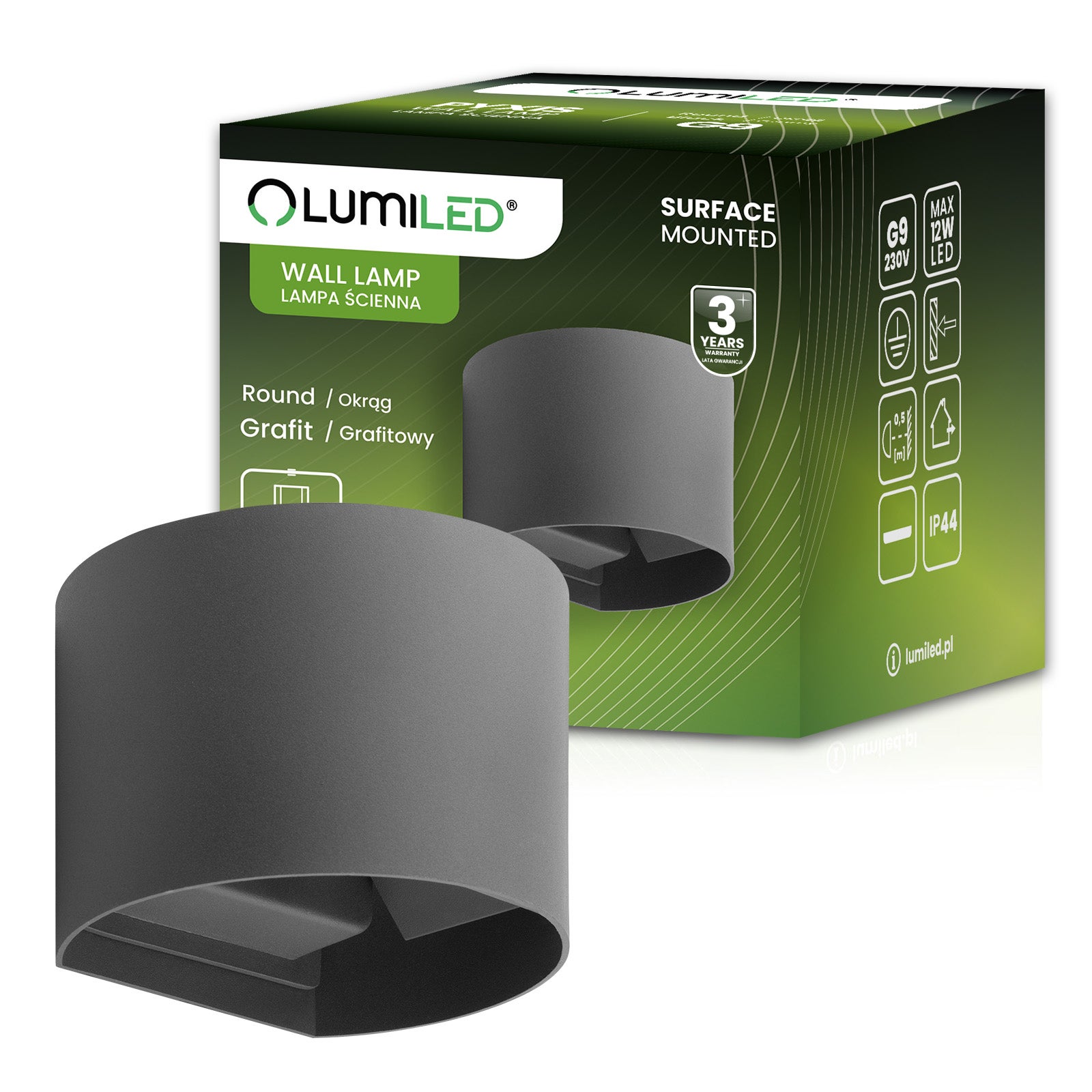 Kinkiet Ogrodowy Lumiled Elewacyjny LED G9 Regulowany Okrągły Grafit 1 szt.