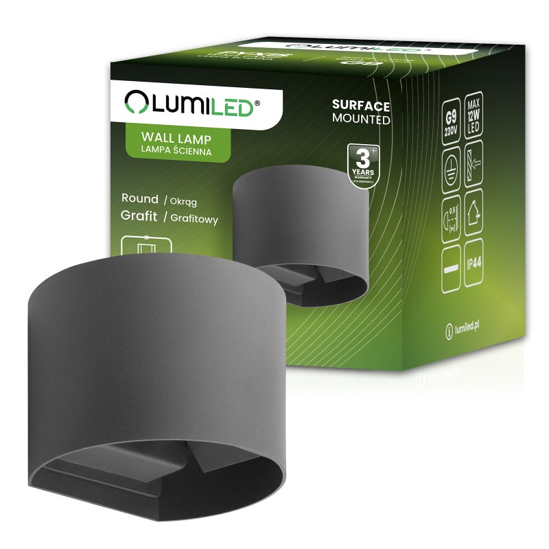 Kinkiet Ogrodowy Lumiled Elewacyjny LED G9 Regulowany Okrągły Grafit 1 szt.