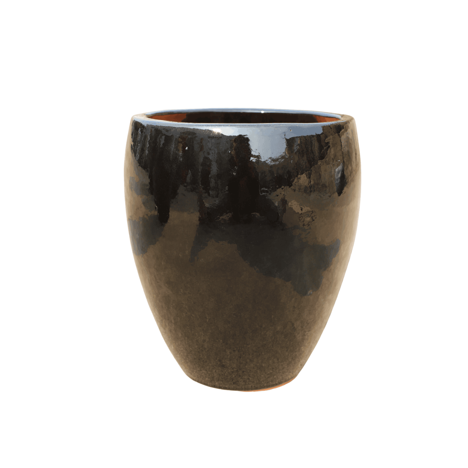 Pot grande taille d'extérieur LAFONTAINE 23x35cm noir, fait main en terre cuite émaillée, résistant au gel - 3