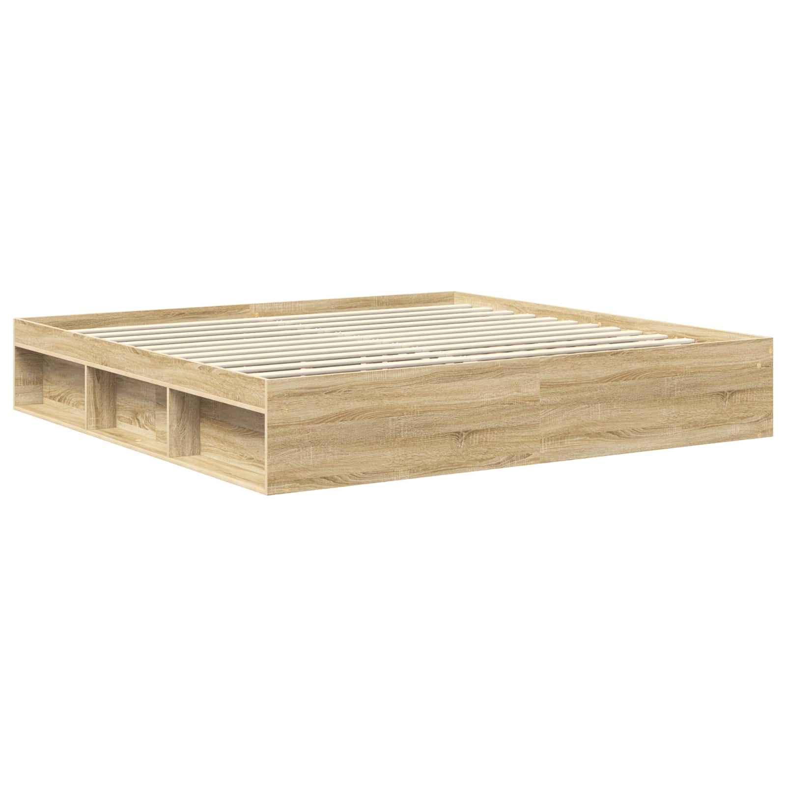 Cadre de lit en bois de pin massif, pour la chambre, 200 × 200 cm - 5