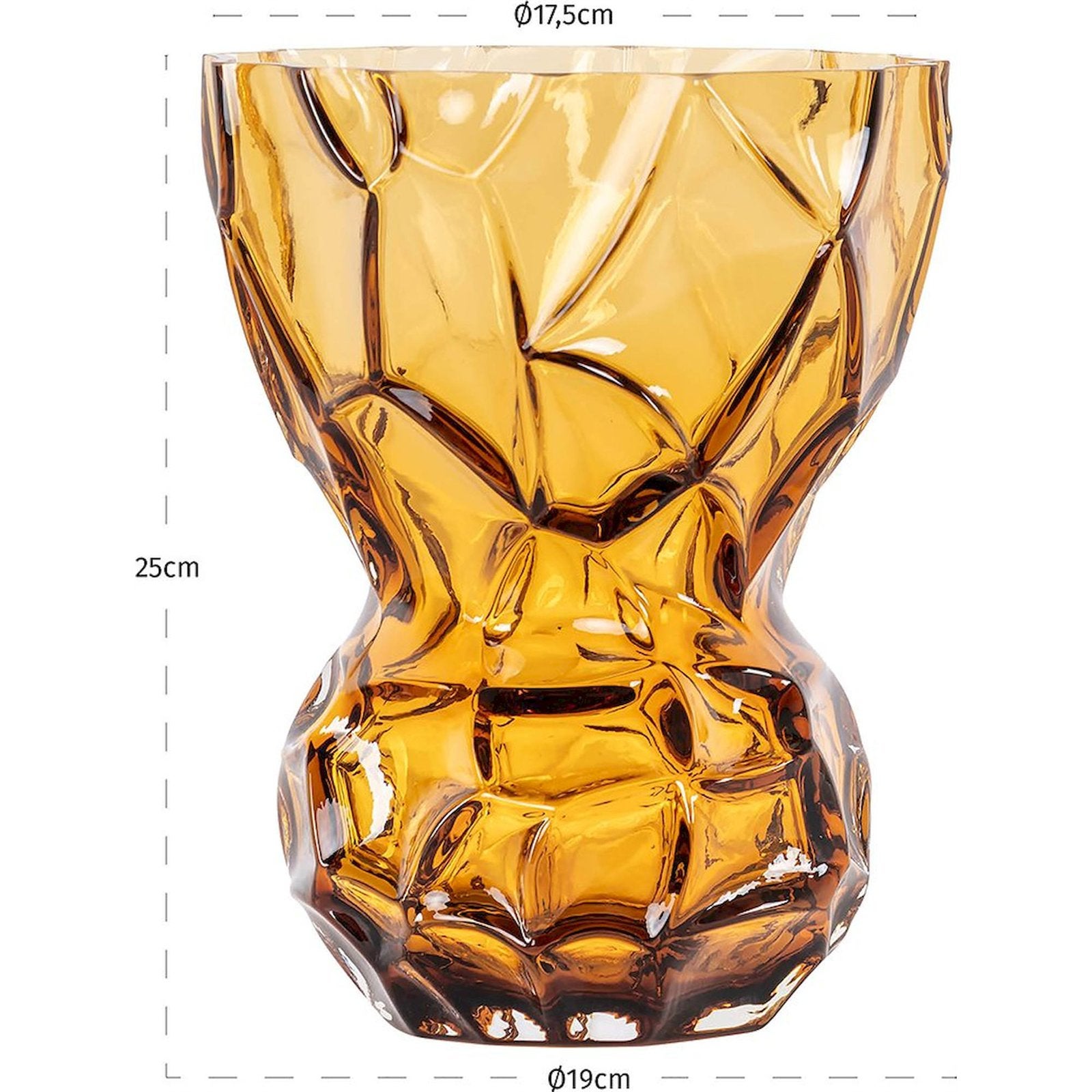Vase décoratif ambré en verre soufflé style contemporain 20,00 x 20,00 x 25,00 cm ambre transparent - 4