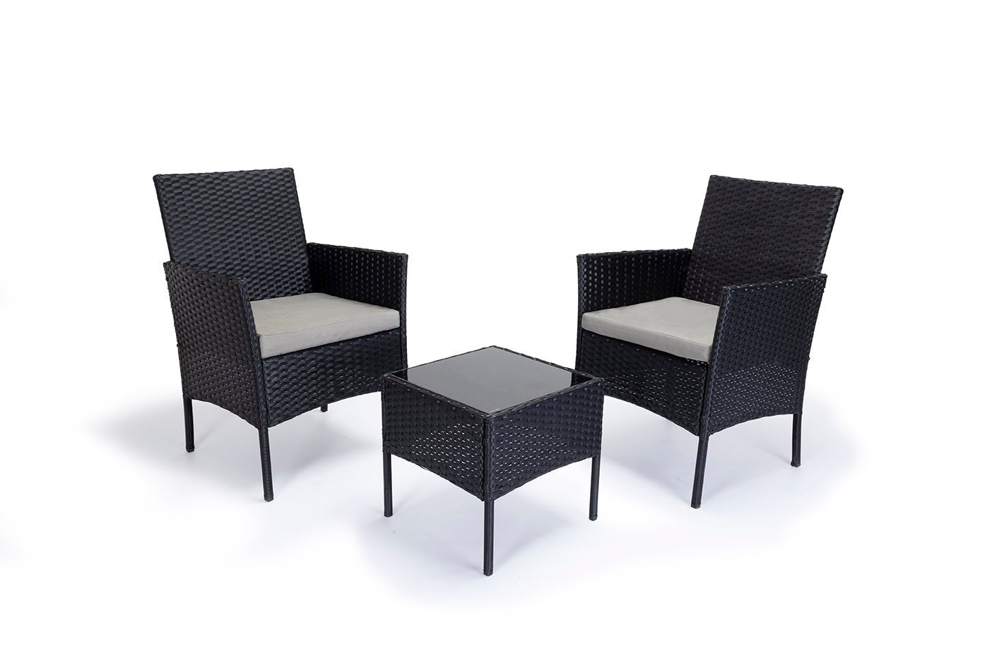 Saldos Y Stocks  Conjunto Mesa + 2 Sillones De Ratan Pe. Muebles De Jardin Y Terraza, Negro , Leroy Merlin