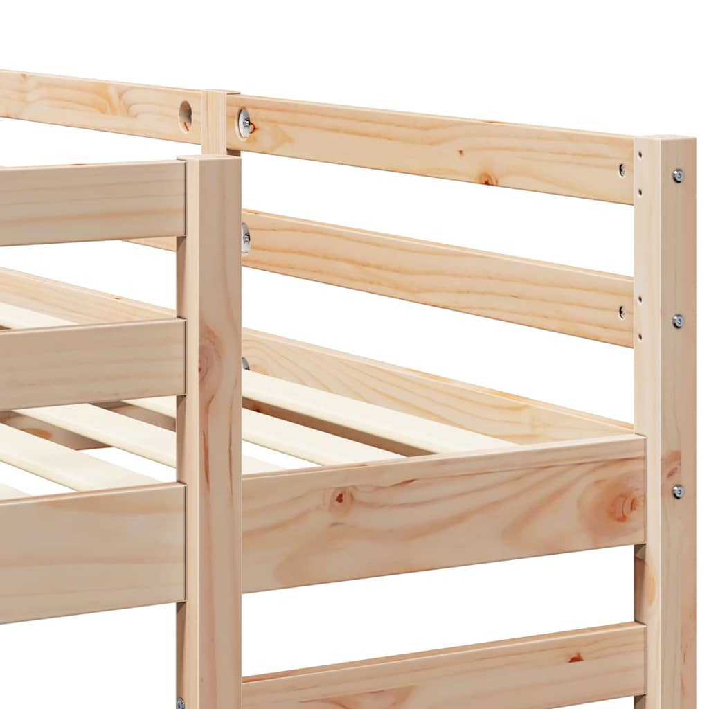 Cadre de lit superposé triple, marron, en pin massif, 140 × 200 cm - 7