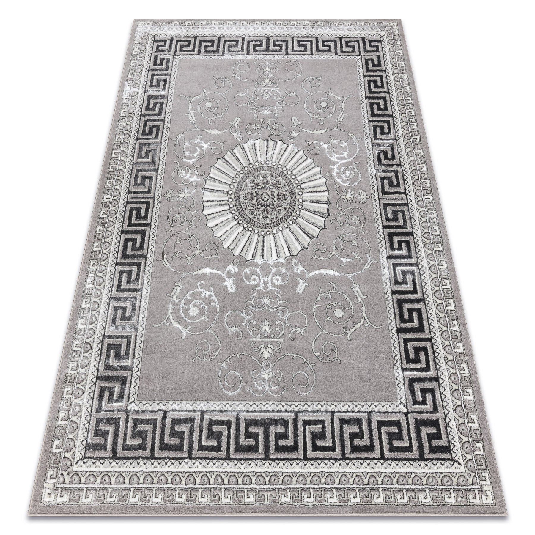 Dywan BLISS Z160AZ246 ciemnoszary / szary - Ramka, grecki ekskluzywny, strukturalny 180x270 cm
