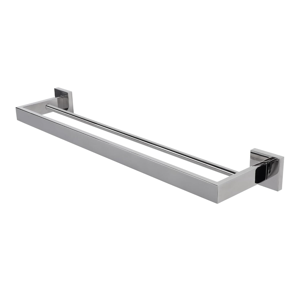 Wieszak na ręczniki łazienkowe, ścienny, mocowany na śruby, podwójny drążek na ręczniki (srebrny, 40 cm)