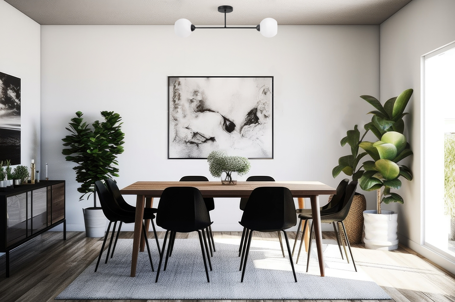 Lampa sufitowa wisząca Austria czarna glamour 2xE27 klosz kula biała Light Home LH - 3