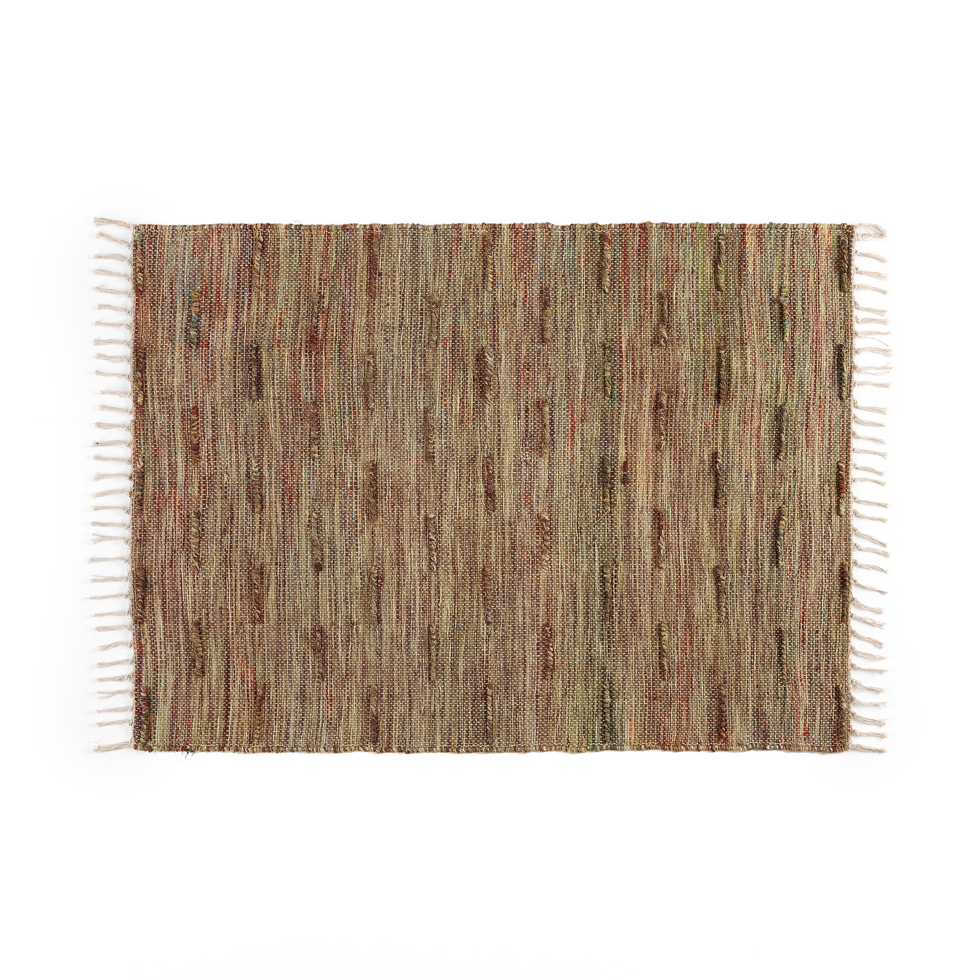 Alfombra pequeña arcoíris, yute y algodón multicolor l130xd90 cm, uso interior/exterior