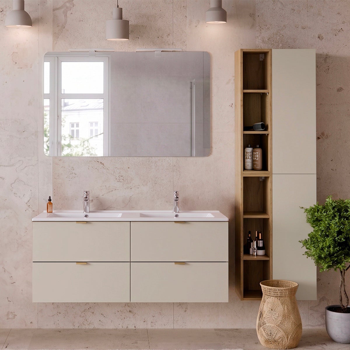 Meuble double vasque encastrée 120cm Azel Cachemire - 5