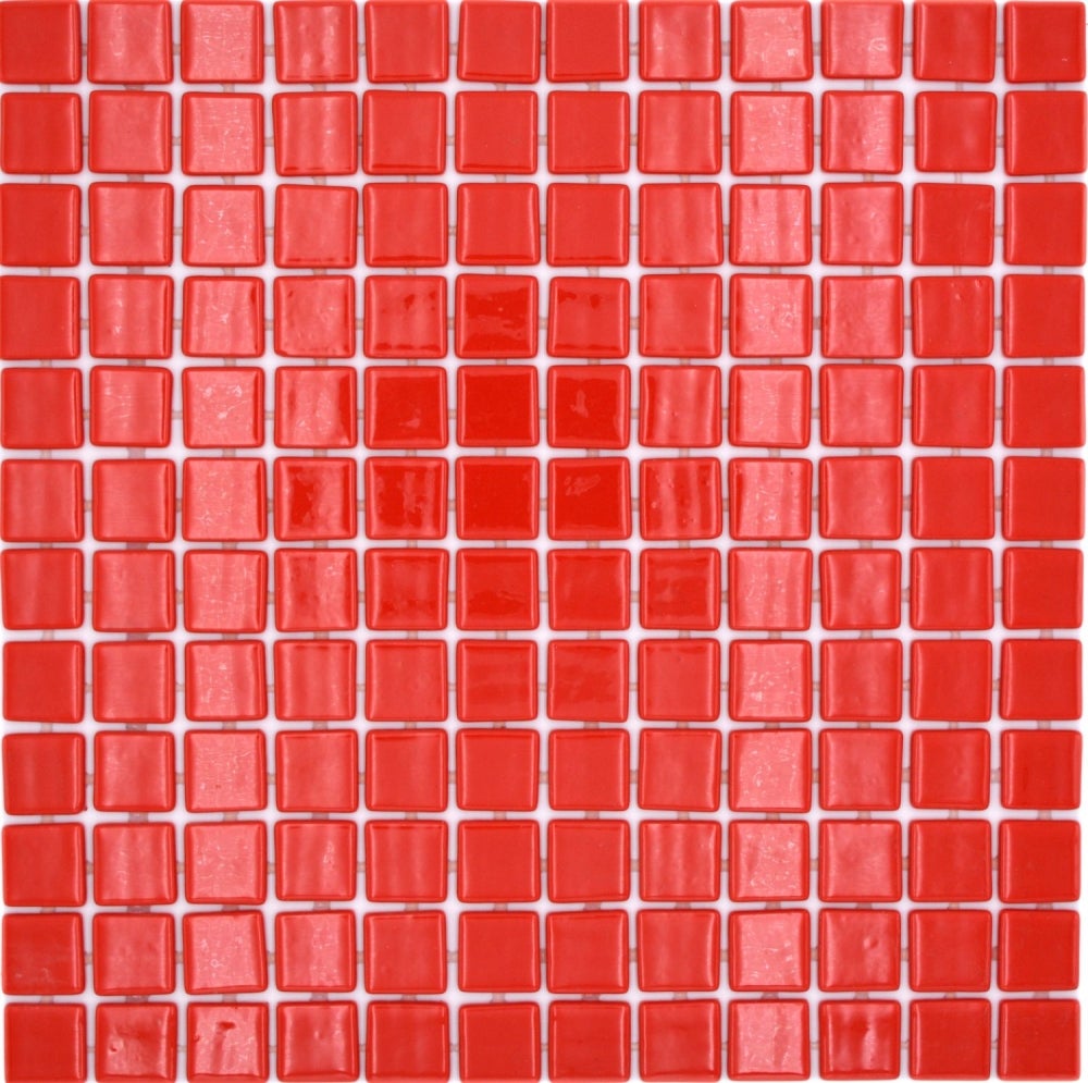 Mosaico eco de aspecto natural en vidrio rojo brillante - 10 láminas de mosaico
