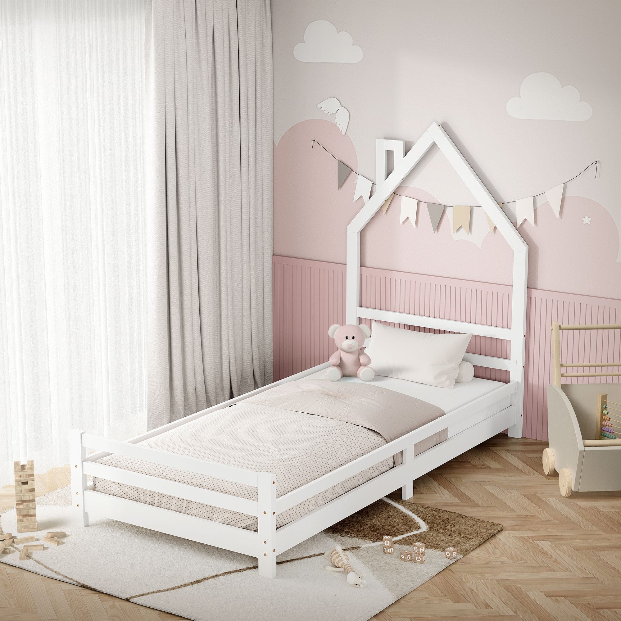 Litera De Madera Maciza 90x200 Cm Con Cajones Y Escalera - Convertible En 2 Camas, Segura Para Niños
