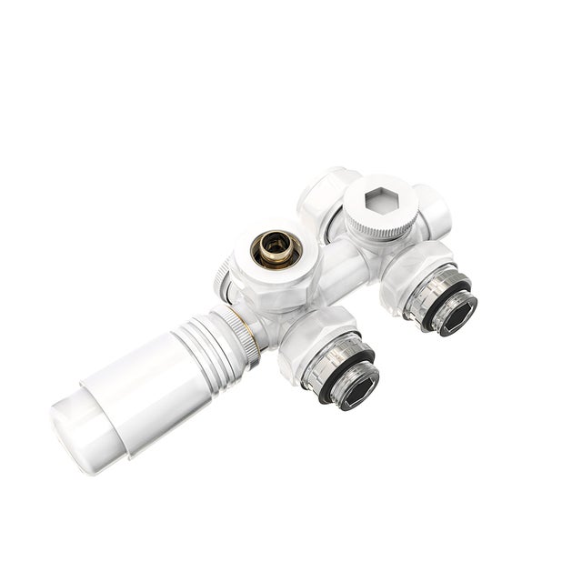 Kit Thermostatique Radiateur pour Radiateur Blanc EMKE Kit Multibloc pour Radiateur avec Contrôleur de Température