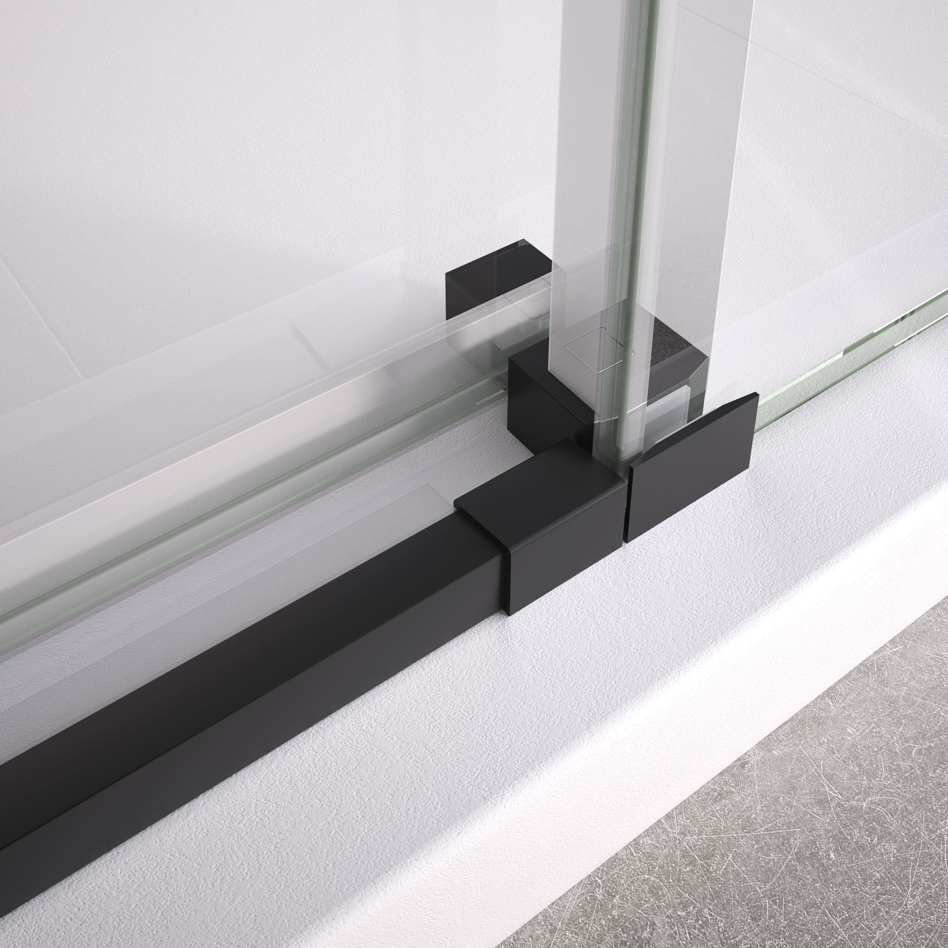 Porta de duche de correr frontal deslizante+fixo - Vidro anticalcário 6mm - Perfis Preto Fosco -Largura 115 a 120 cm - Porta direita - Altura 195cm - 3