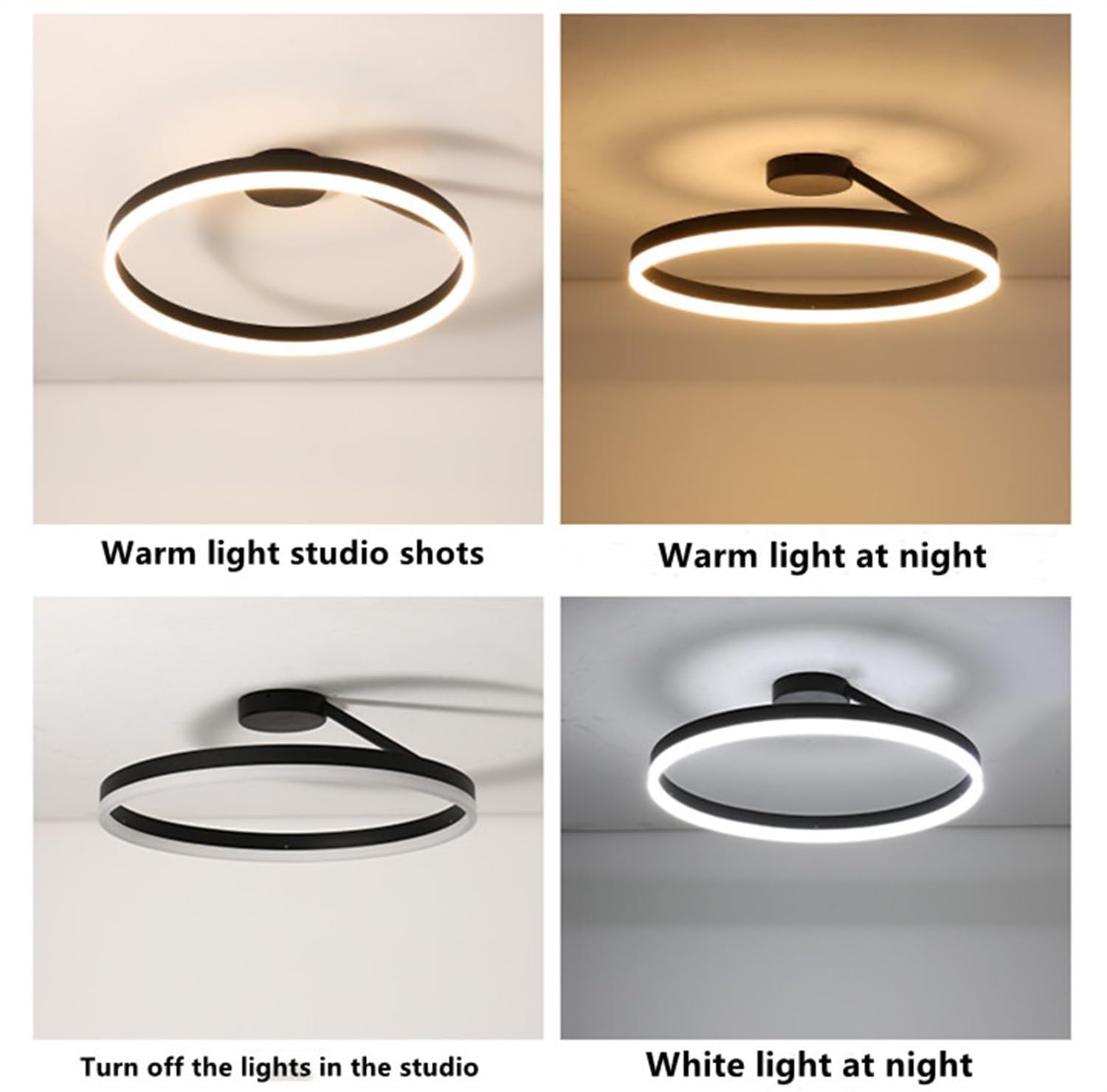 Ściemnialna lampa sufitowa LED z pilotem, nowoczesna lampa wisząca LED, okrągła lampa wpuszczana w sufit o średnicy 30 cm, 3 temperatury barwowe - 6