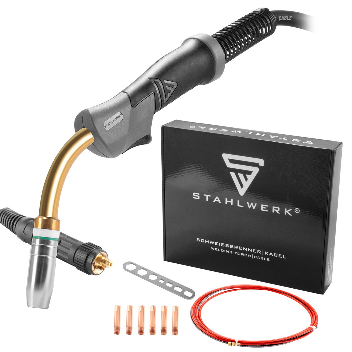 Torche MIG/MAG MB25/250 4m - Âme Téflon Rouge Aluminium/Inox/CuSi - Refroidie Gaz - Prête à Souder