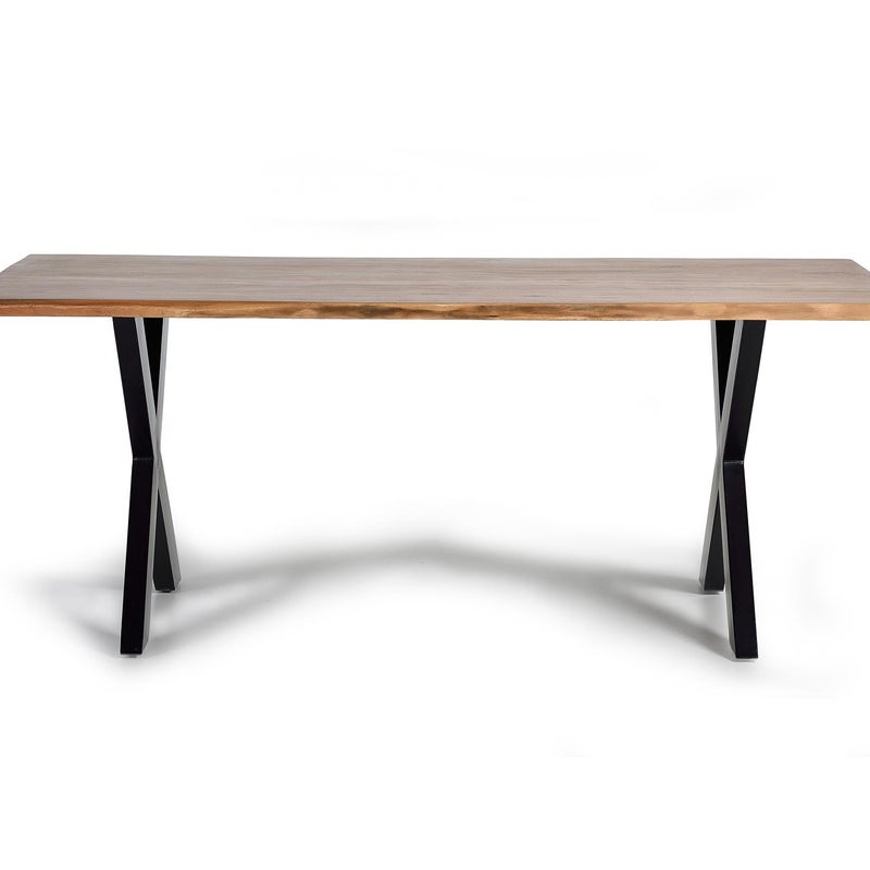 Stół z drewna akacjowego i kamieni w kolorze naturalnym