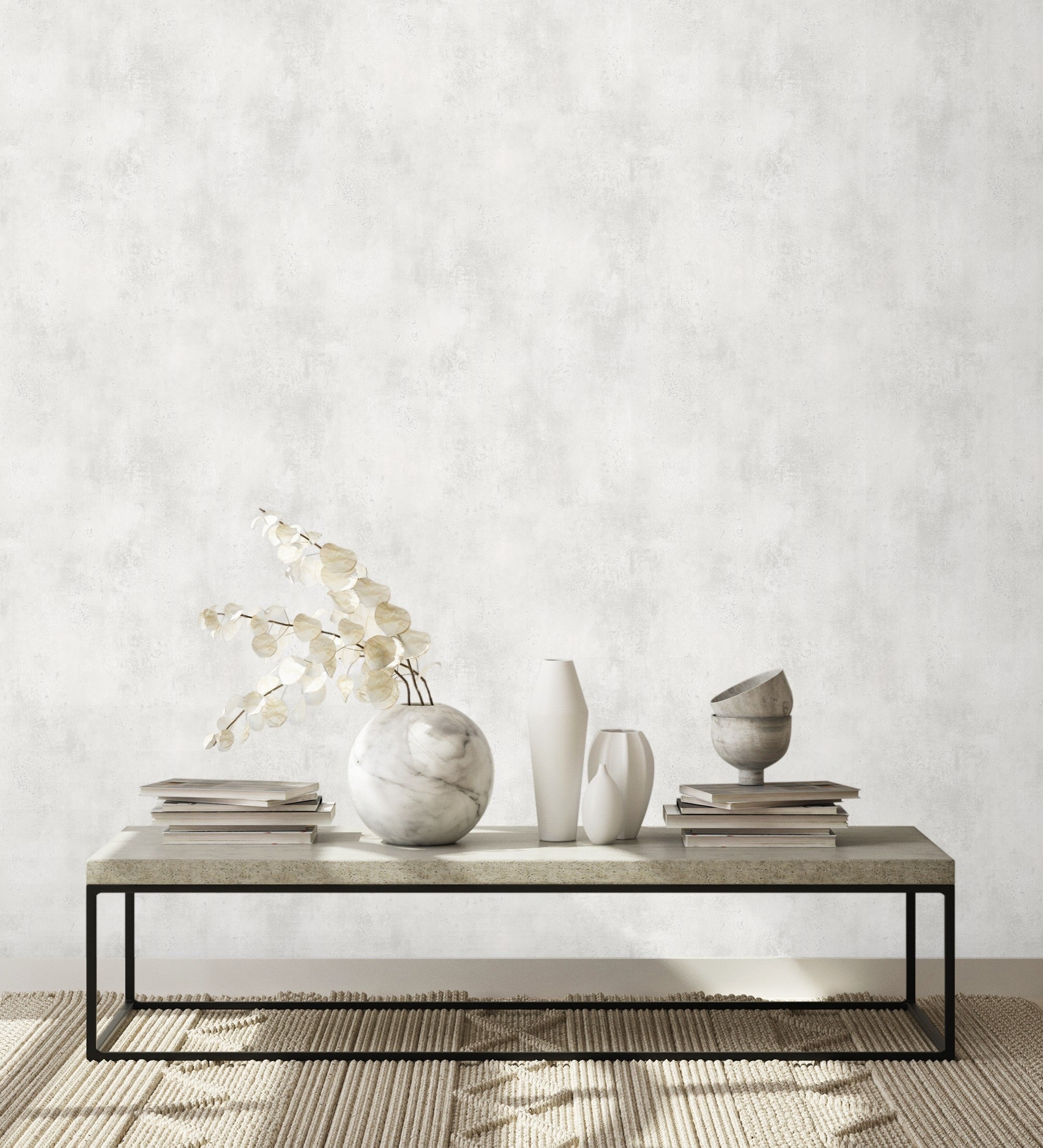 Papel de parede vinílico efeito de betão estucado em cor cinza quente claro com textura em - Hannover 128804 da GAULAN - Rolo de 10 m x 0,53 m - 7