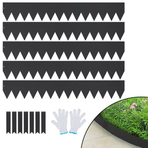 VEVOR Bordure de Jardin en Acier, Lot de 6 Bordures Paysagères de Pelouse en Métal 101,6x15,2cm Installation Simple avec 8 Clips de Fixation,pour Cour