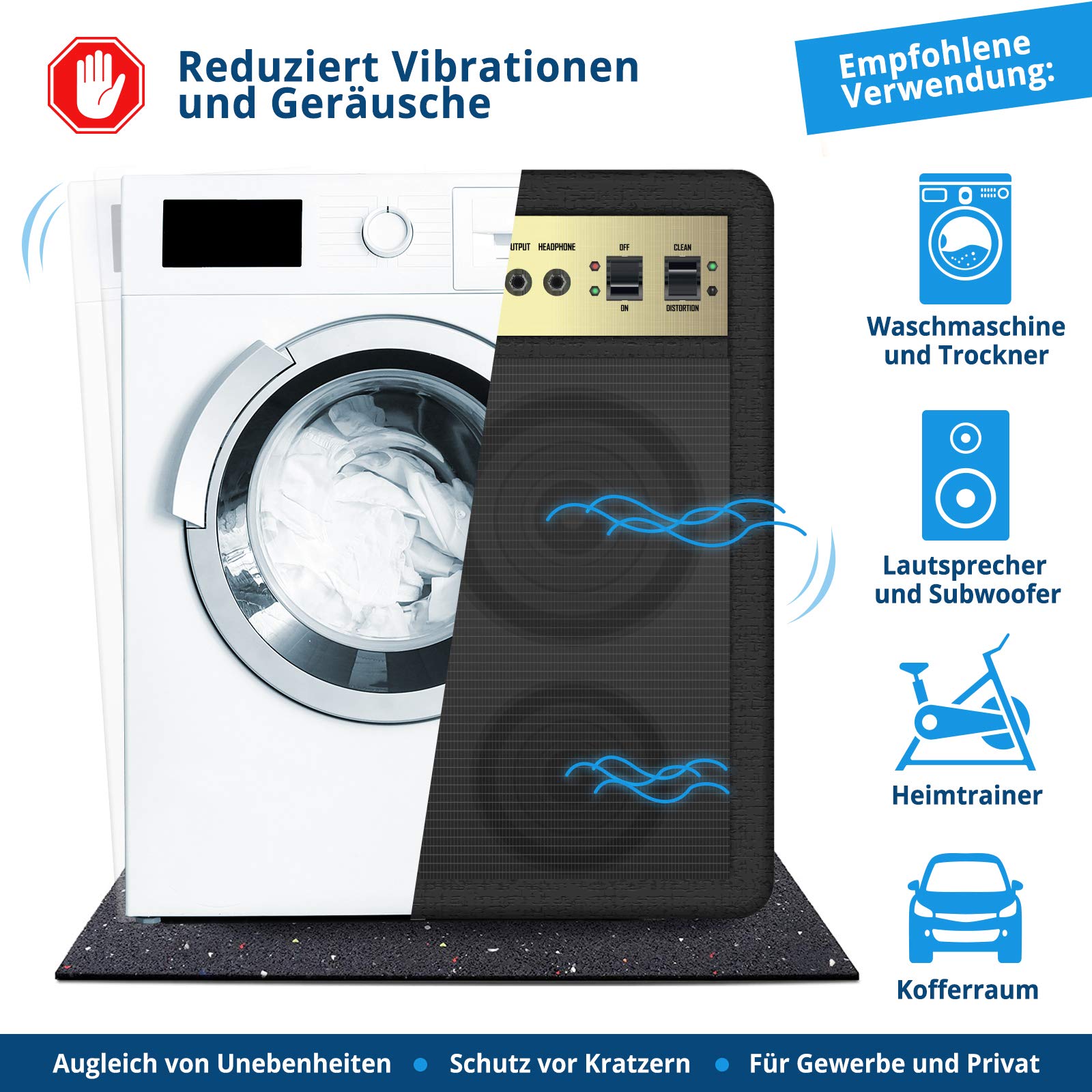 Tapis anti-vibrations absorbant les chocs et le bruit, découpable, 20 mm d'épaisseur 62,5 x 150 cm - 7