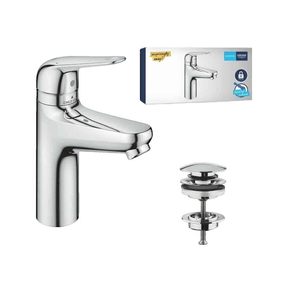 Baterie lavoar Grohe 24327001, Swift, tip comanda monocomanda, tip instalare pe lavoar, marime m, crom