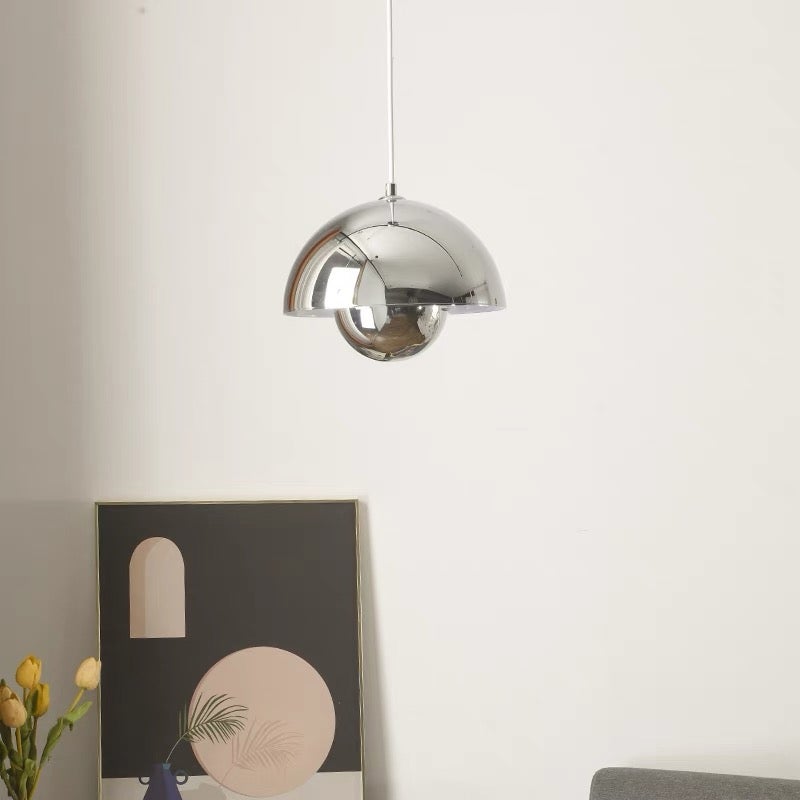 Lustre, Suspension Moderne, Plafonnier Suspendu avec Ampoule, Lampe Suspendue en Métal, Lumière Chaude, 23cm (Chrome) - 8