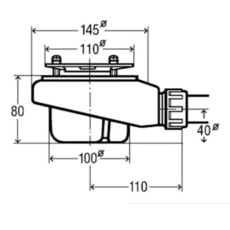 ROCA Bonde de douche Ø90mm ABS horizontale (Garde d'eau 50mm) pour receveur Polo+ et Terran - 2