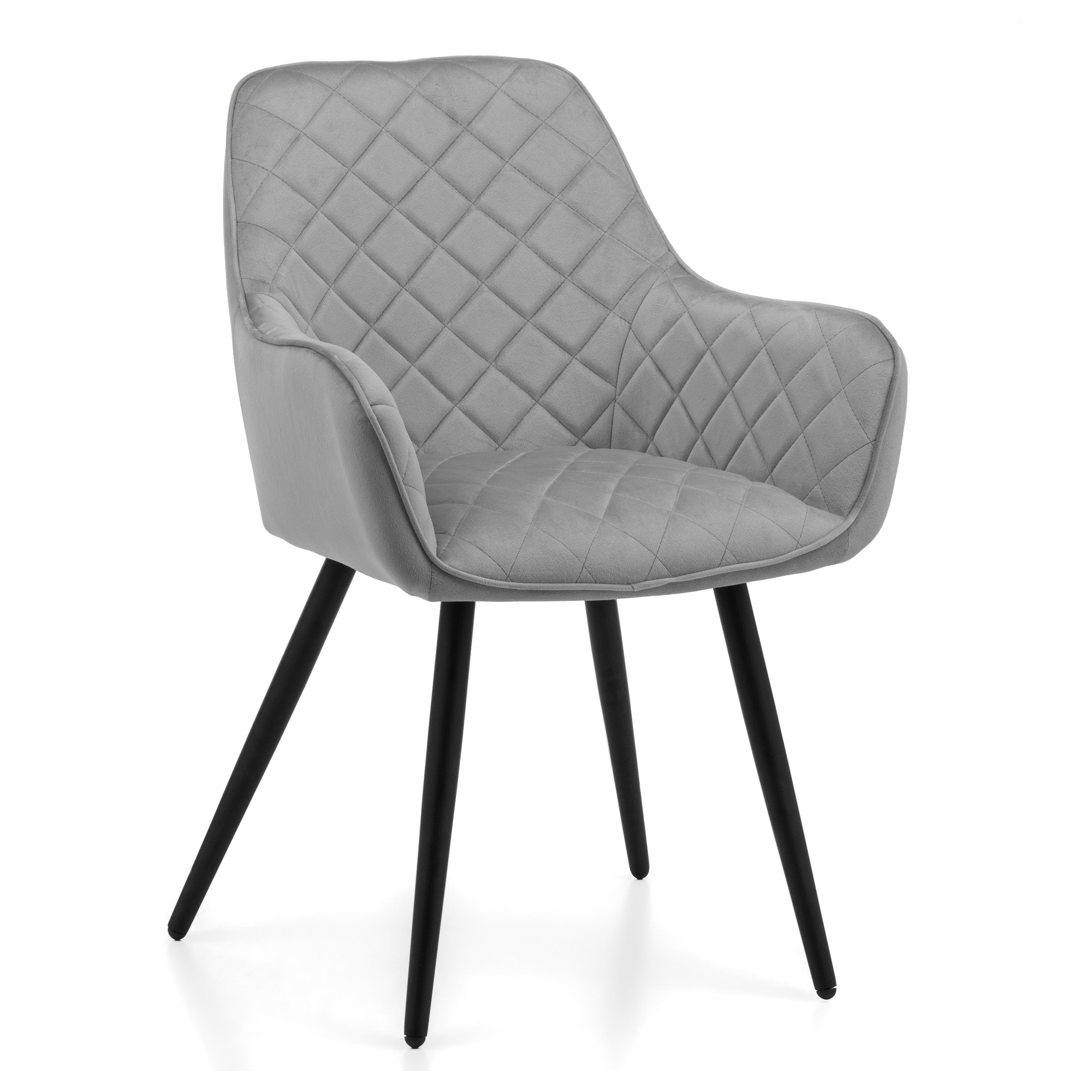 Krzesło tapicerowane pikowane do salonu jadalni COLIN jasnoszary