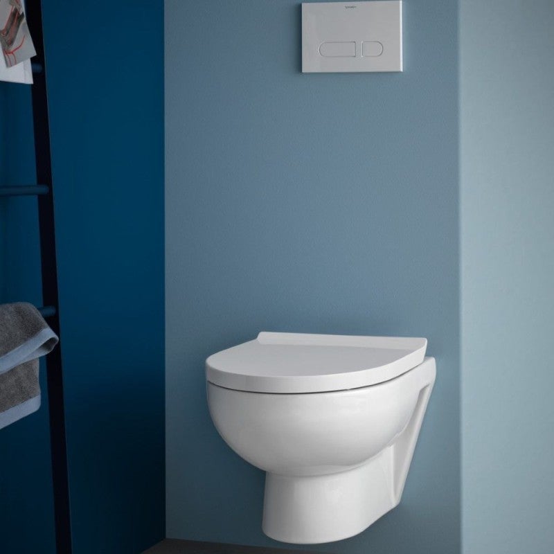 Pack WC suspendu compact sans bride DURAVIT Duravit No.1 abattant frein de chute + bati support SIAMP + Plaque blanche + tabouret - 2
