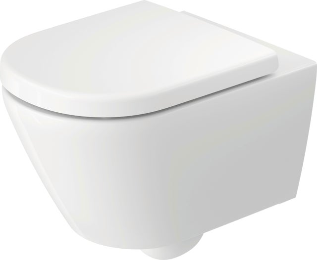 Duravit D-Code inodoro suspendido, base de bisagra premontada, fijación oculta, lavable, sin borde, 370x540x360mm, blanco brillo intenso, 29030900212