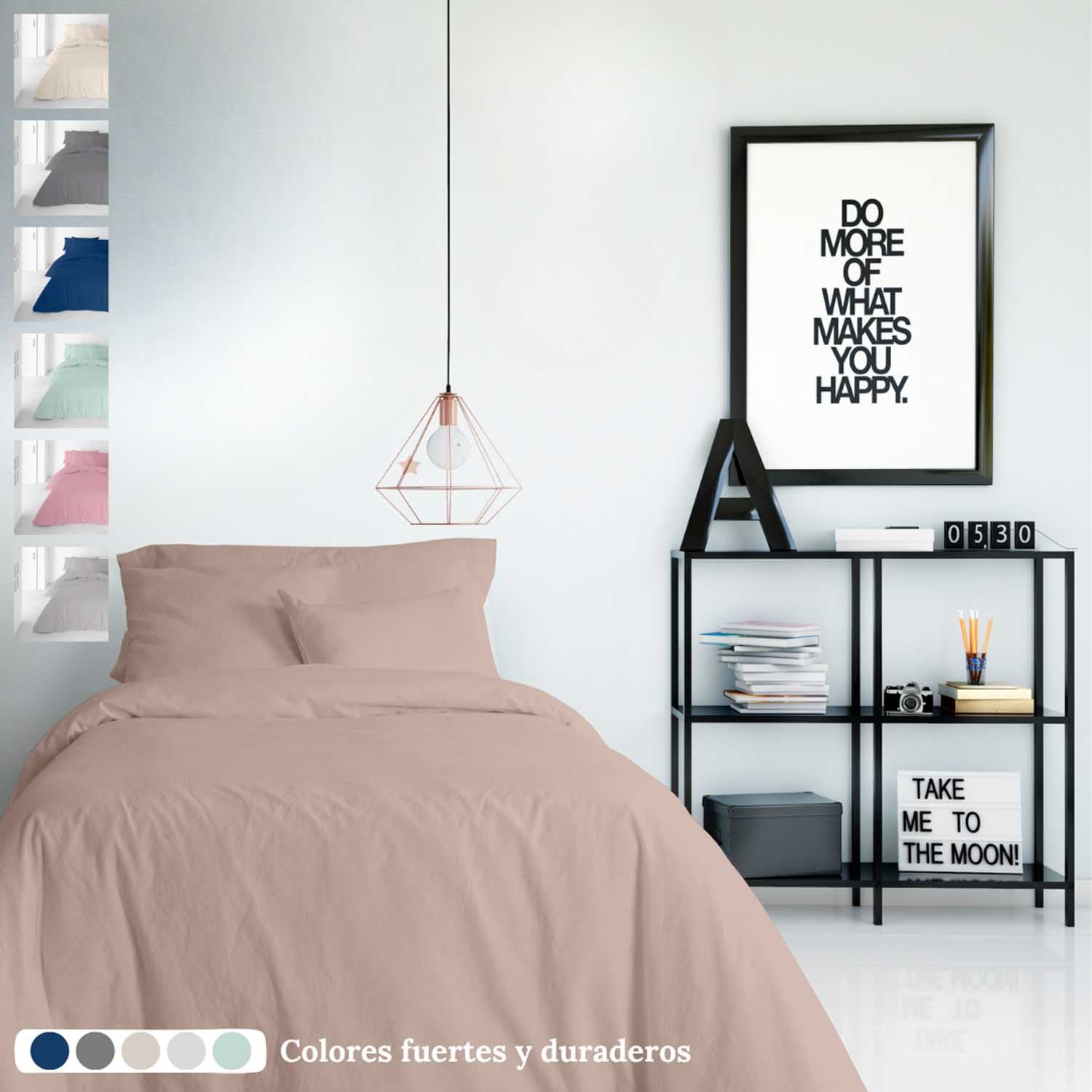 ICEHOME - Capa de edredão lisa 3 peças Cama 150 - Poliéster de microfibra - Inclui 2 fronhas - Fabricado em Espanha - BEIGE - 4