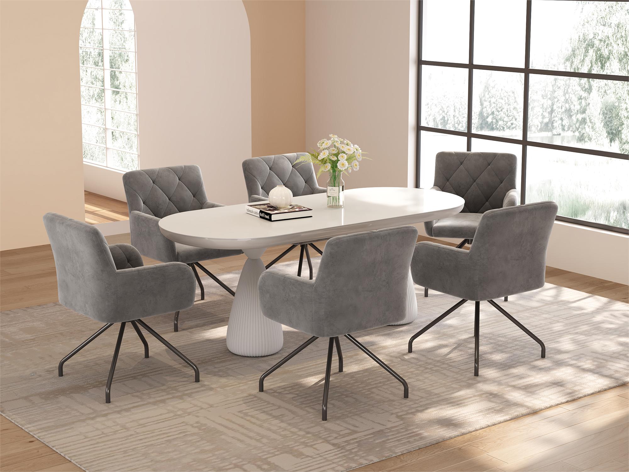 Set Di 4 Sedie Da Pranzo In Velluto A Righe – Imbottite, Con Gambe In Metallo, Design Scandinavo, Per Cucina E Soggiorno - 2