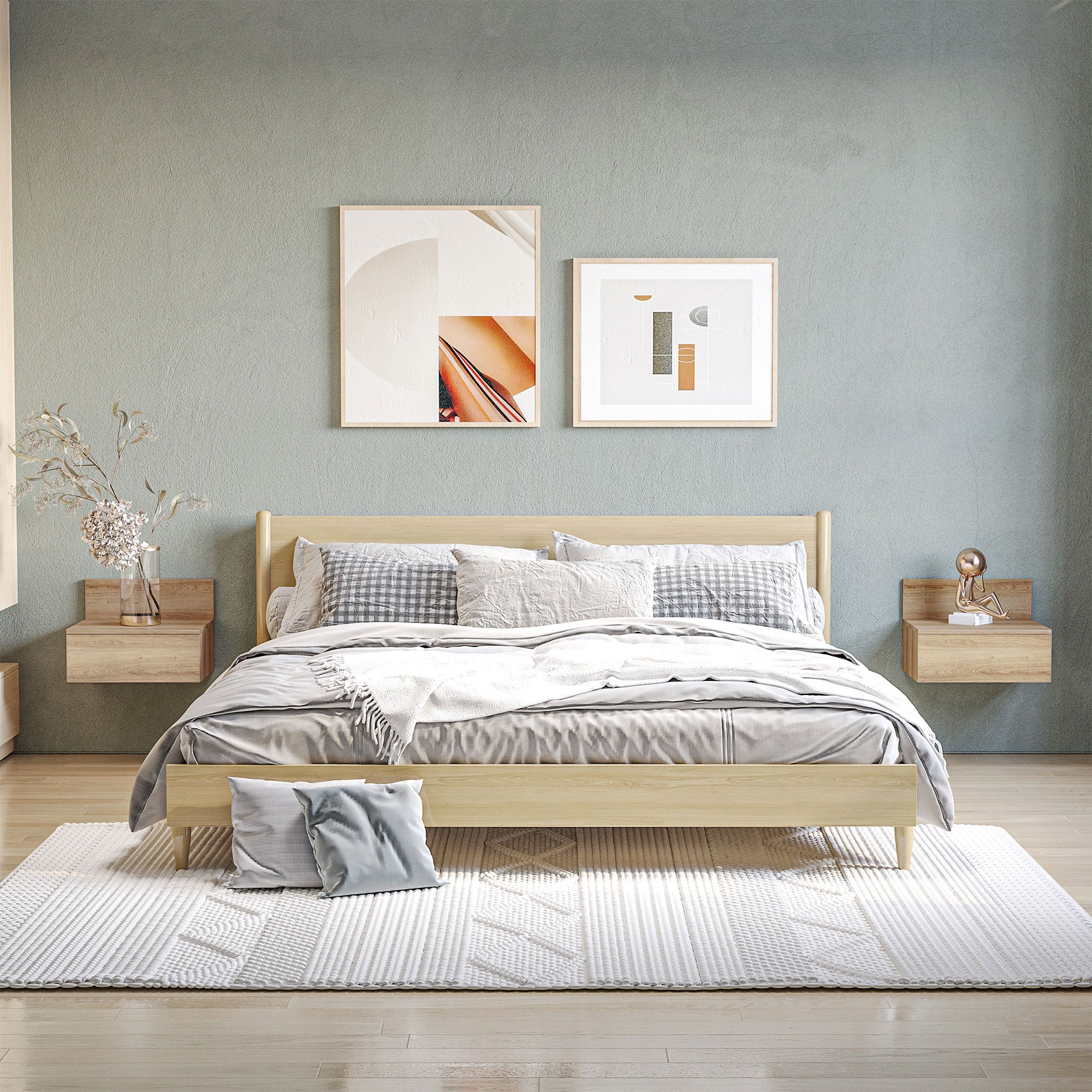 Mesillas de Noche HOMCOM Melamina de Madera Madera Natural 43x36.5x30.5 cm - 3