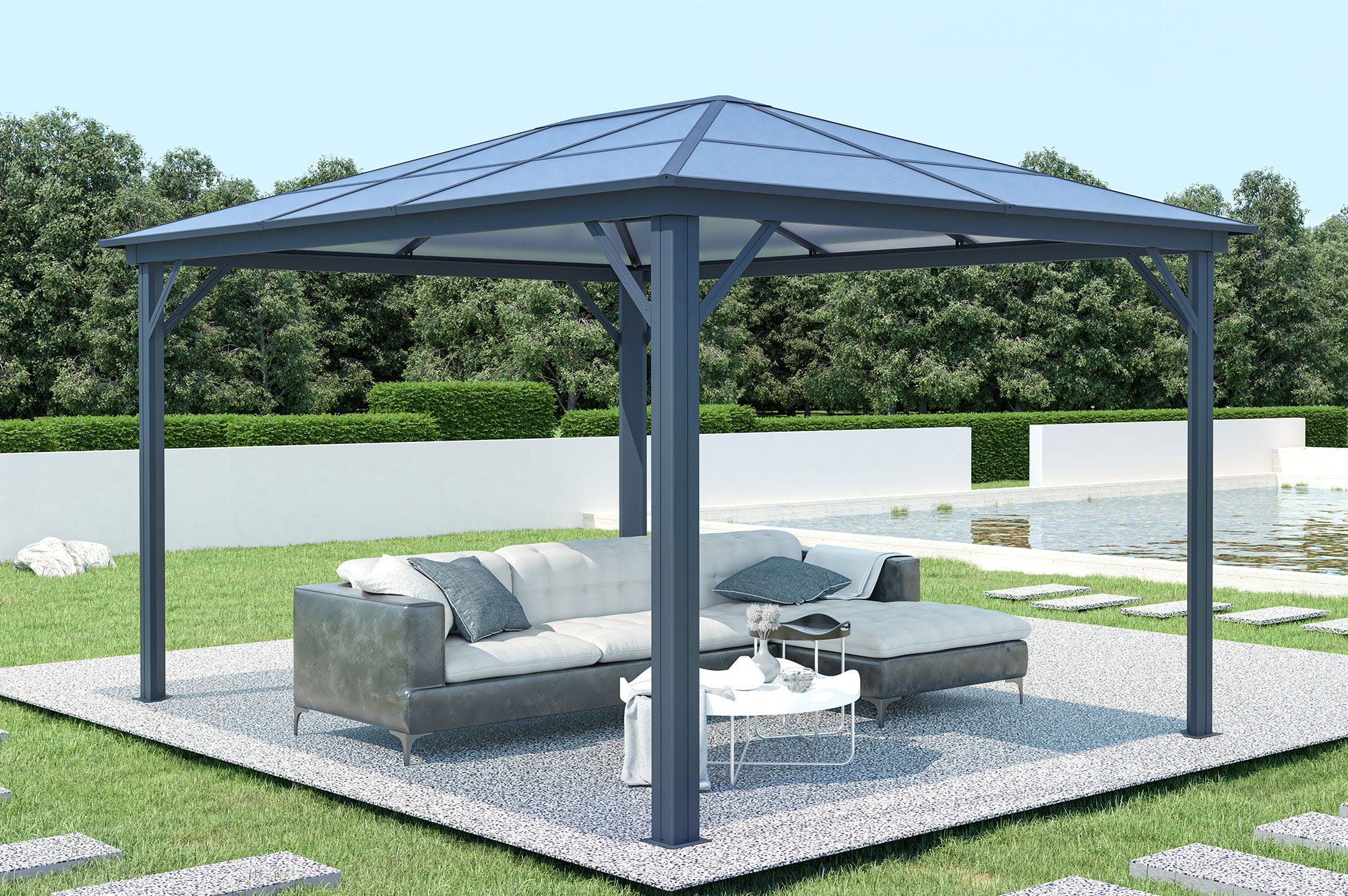 Gazebo da giardino in alluminio GRACE 4m x 3m Gris antracita