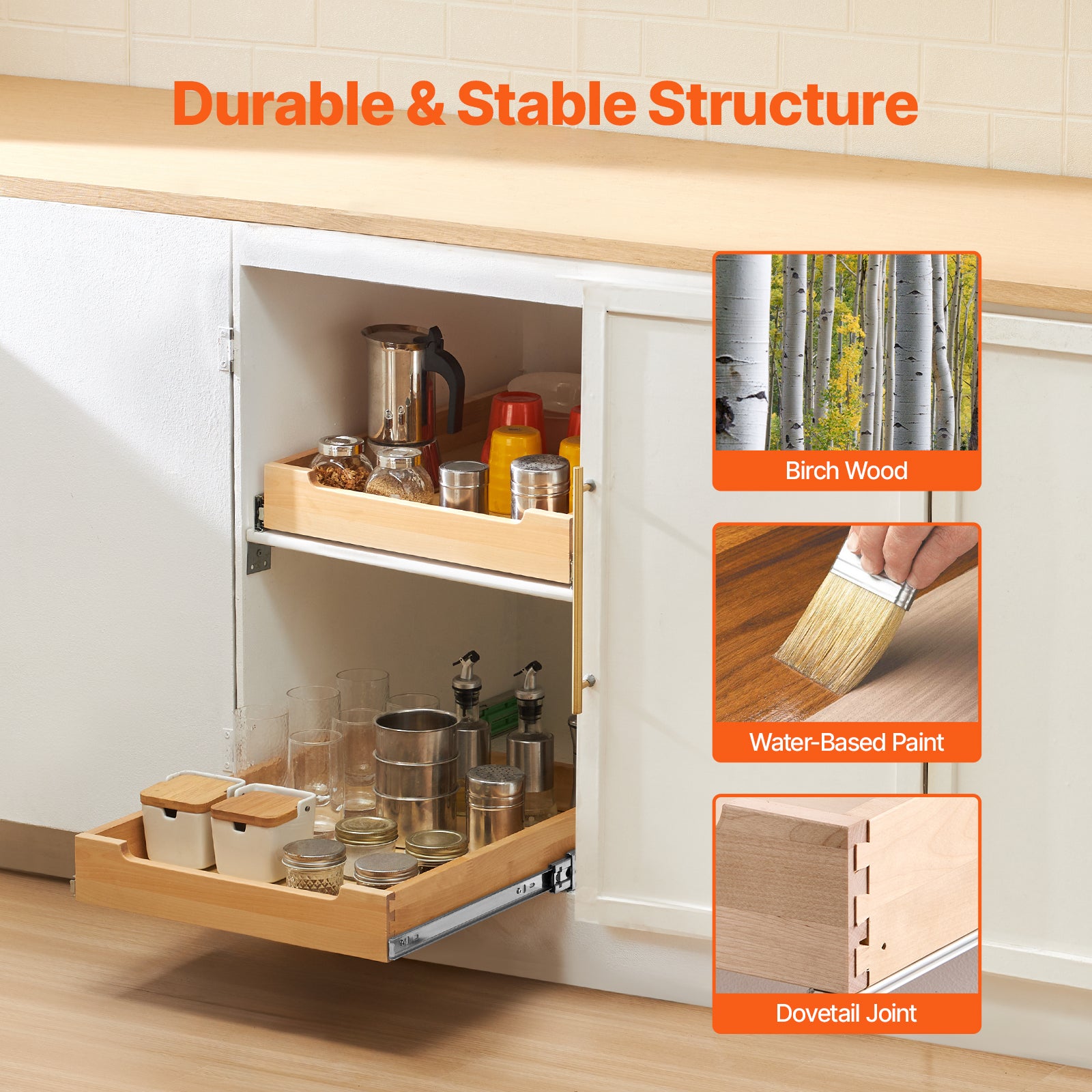 Organiseur De Placard Coulissant 40 X 27 X 5 Cm - Étagères Rangement Pour Cuisine, Salle De Bain Et Garde-Manger