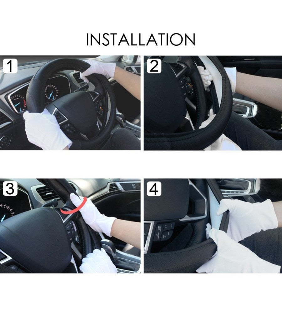 Trade Shop - Coprivolante Con Presa Comfort Per Volante Auto Nero In Gomma Diametro 38 Cm - - 4