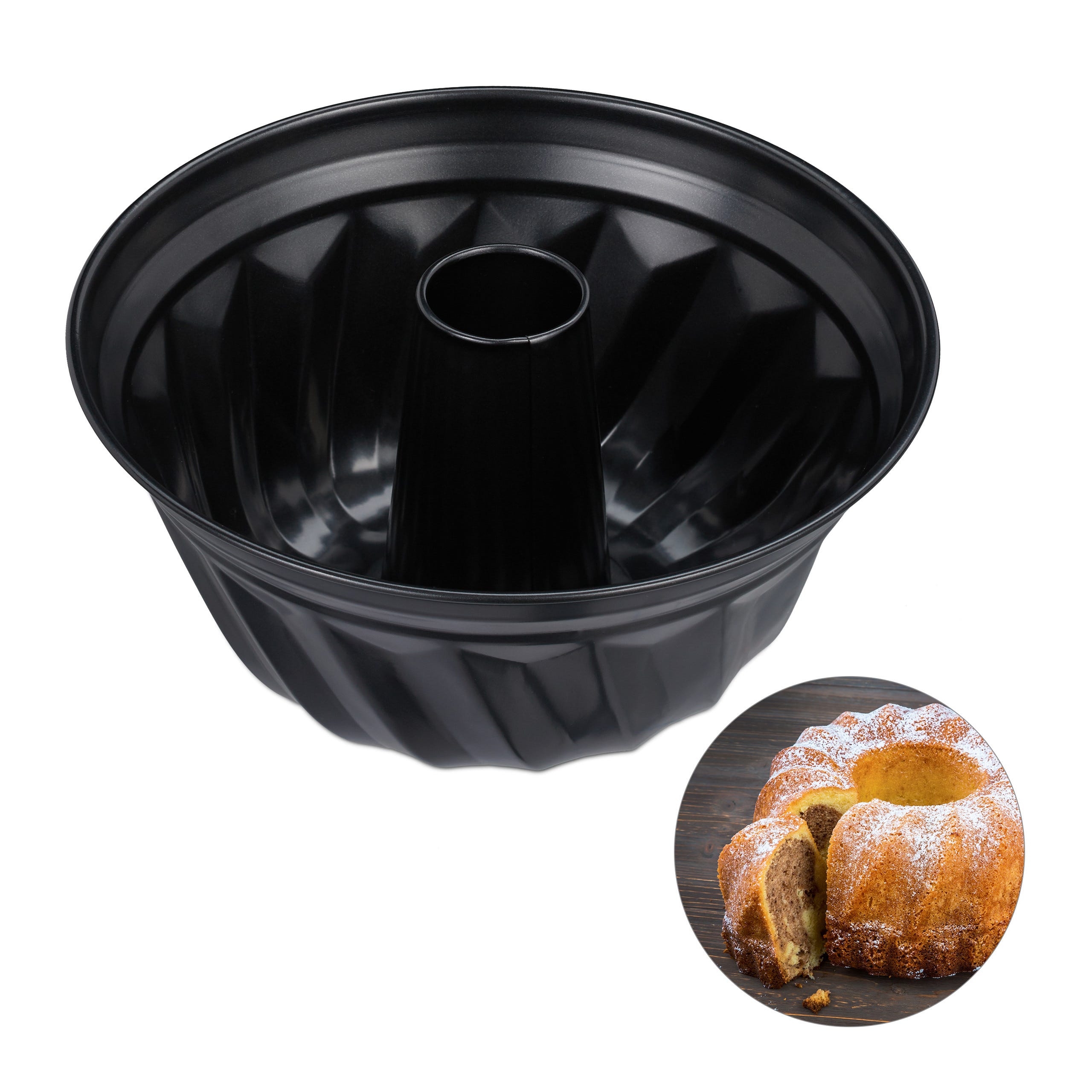 Moule Savarin Karamel IBILI 25 Cm - Acier Au Carbone Avec Revêtement Antiadhésif Rouge - Parfait Pour Gâteaux Et Desserts Élégants