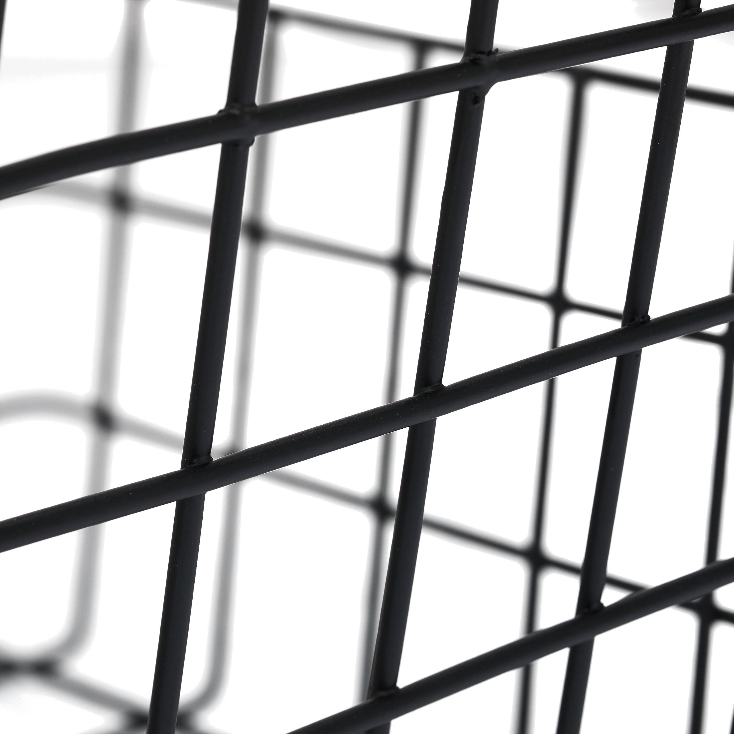 3x Cestino Metallico, Manici in Legno, Rettangolare, Design a Rete Vestiti Accessori HxLxP 16 x 31 x 21 cm, Nero - 7