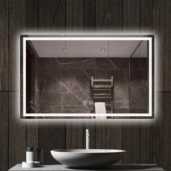 Oglinda Fluminia Ando 120, 120x75x3.5 cm, dreptunghiulara, cu iluminare LED, garantie 2 ani