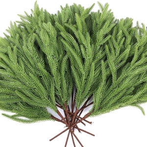 Ramas Pino Norfolk Realistas YXZZWL - 64 Ramas De Pino Norfolk De Navidad, 18 Pulgadas De Tacto Real, Ramas De Pino De Cedro Sintético, Púas De Vegetación Falsas Para Florero, Guirnalda, Decoración