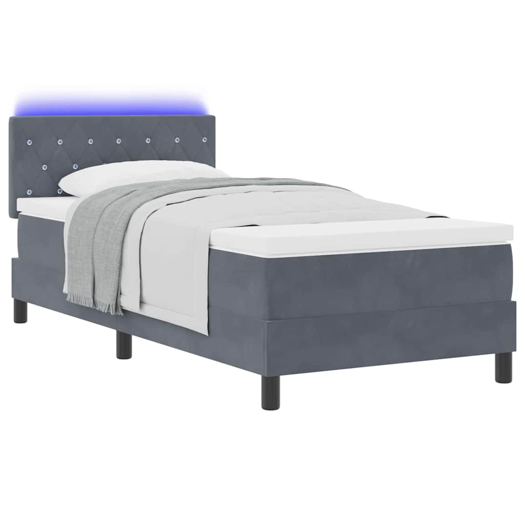 Cadre de lit avec matelas Gris foncé 90 x 190 cm Velours - 3