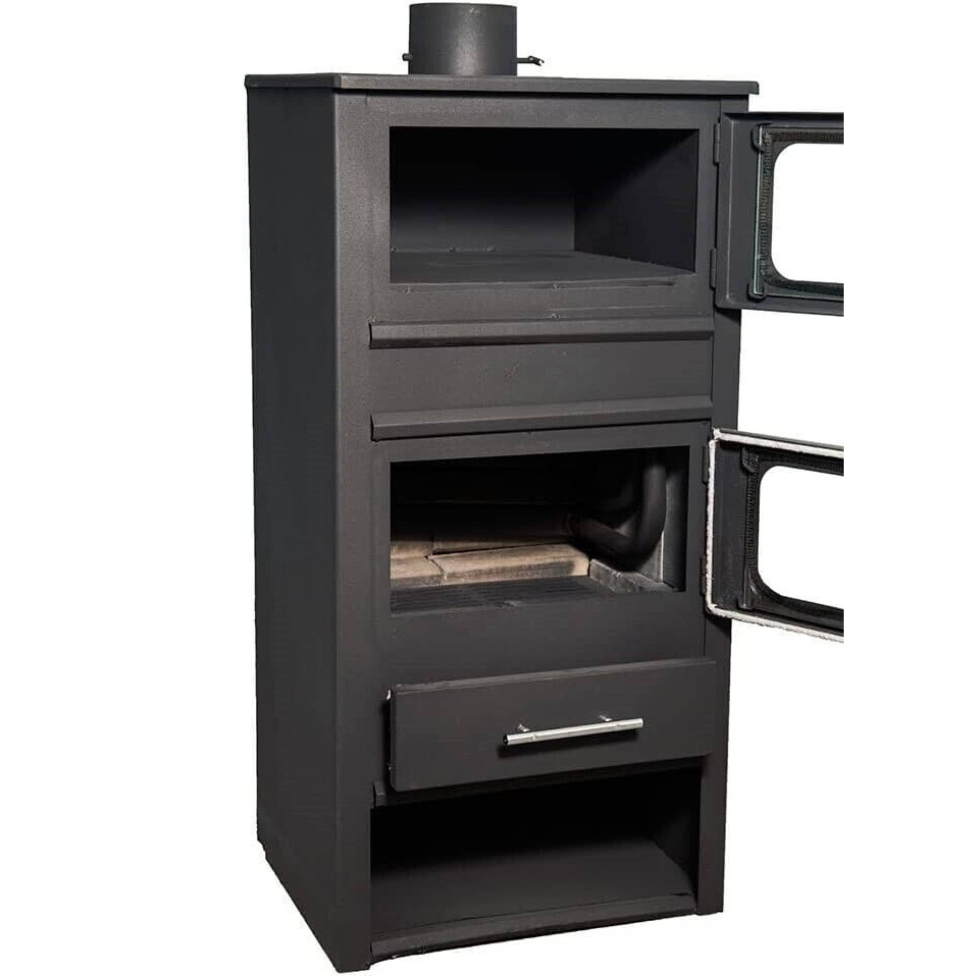 Stufa a Legna e Carbone con Forno idro in Acciaio 10,8 kW Con Termostufa Caldaia - 3